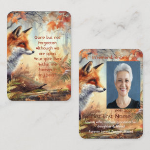 Memorial Photo Prayer Fox Animal Wildlife Nature  Business Card