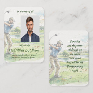 Memorial Photo Prayer Golfer Golf Course Golfing Business Card