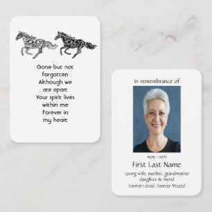 Memorial Photo Prayer Graphic Art Horses Business Card
