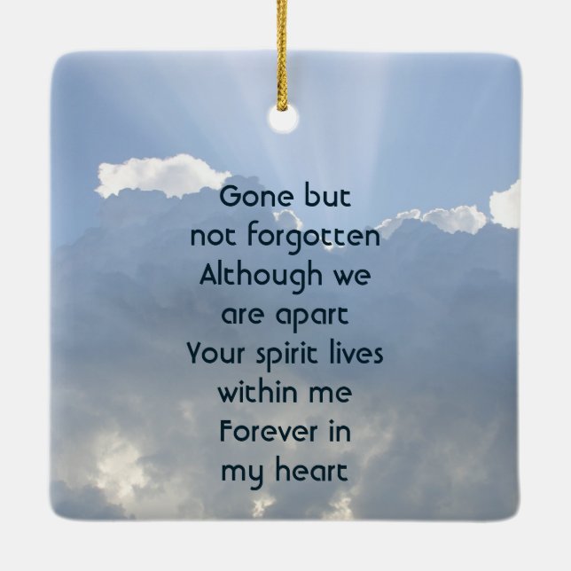 Memorial Photo Prayer Heavenly Sky Ceramic Ornament (Back)