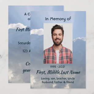 Memorial Photo Prayer Heavenly Sky Invitation