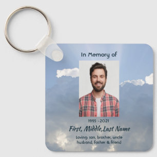 Memorial Photo Prayer Heavenly Sky Keychain