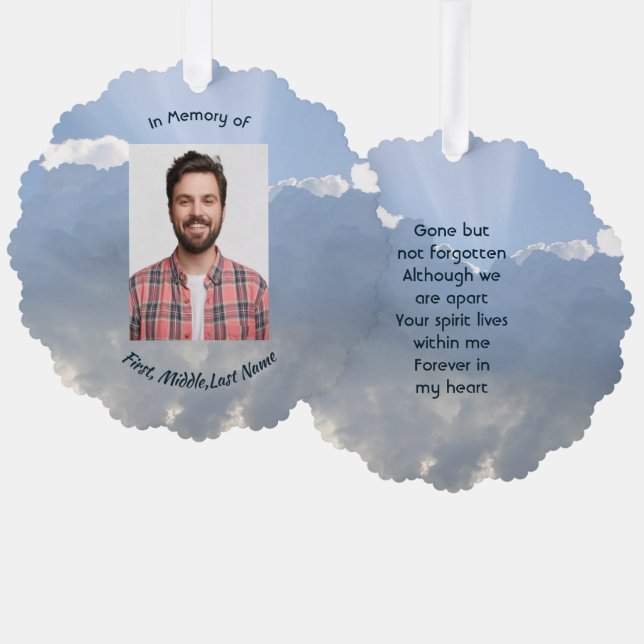 Memorial Photo Prayer Heavenly Sky Ornament Card (Front/Back)