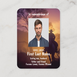 Memorial Photo Prayer Horse Back Riding Business Card