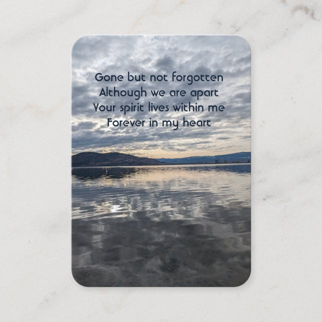 Memorial Photo Prayer Lake Reflection Peaceful Business Card (Front)