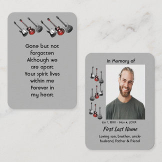 Memorial Photo Prayer Musician Guitar Music  Business Card