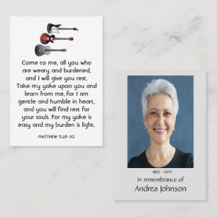 Memorial Photo Prayer Musician Guitar Music  Business Card