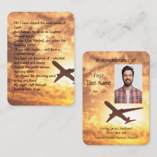 Memorial Photo Prayer Pilot Airplane Flying  Busin Business Card