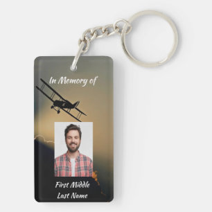 Memorial Photo Prayer Pilot Airplane Flying  Keychain