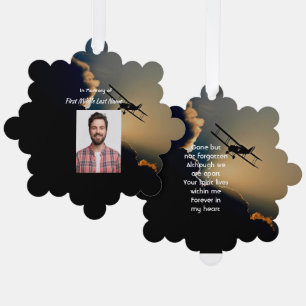 Memorial Photo Prayer Pilot Airplane Flying Ornament Card