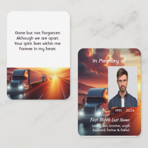 Memorial Photo Prayer Semi-Truck Tractor-trailer Business Card