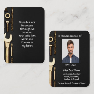 Memorial Photo Prayer Tools Mechanic Business Card
