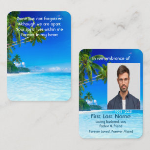 Memorial Photo Prayer Tropical Beach Exotic Island Business Card
