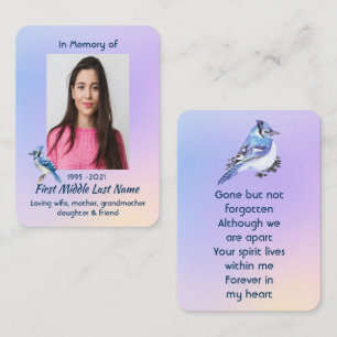 Memorial Photo Prayer Watercolor Bluejay Garden  Business Card