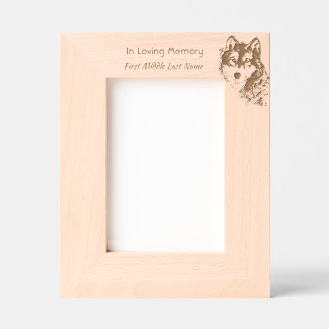 Memorial Photo Remembrance Keepsake Wolf Animal Etched Frames (Front)