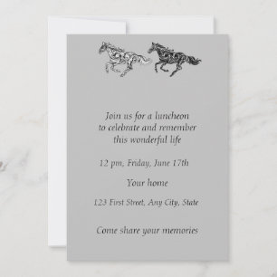 Memorial Photo Service Graphic Art Horses  Invitation