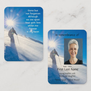 Memorial Photo Skier Skiing Ski Mountains Business Card