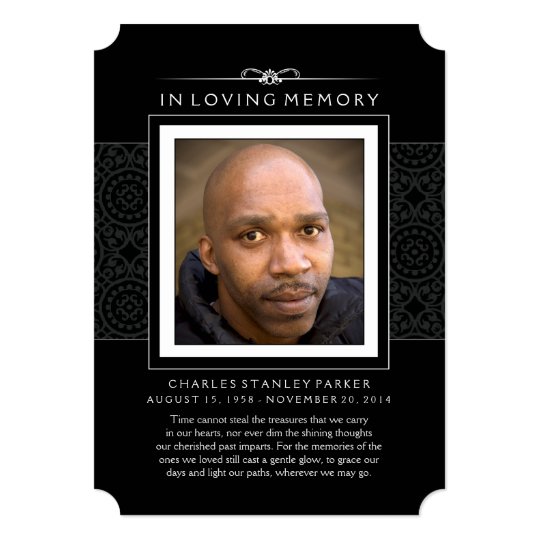 Memorial Photo Thank You Card - Elegant Black