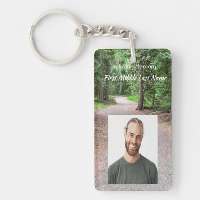 Memorial Photo Trail Path Walk Hike Forest Keychain (Front)