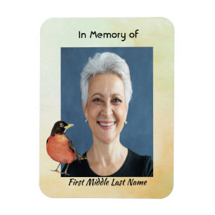 Memorial Photo  Watercolor Robin Garden Bird Magnet