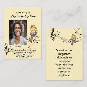 Memorial Pocke Keepsake Music Bird Business Card