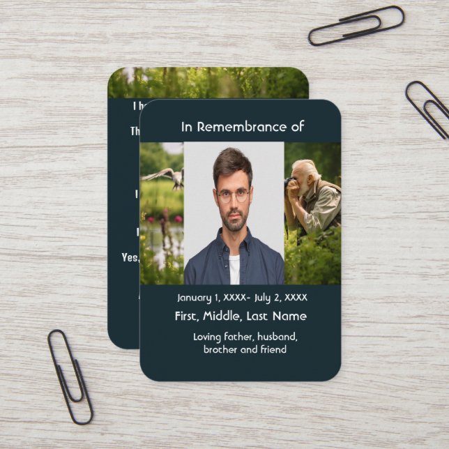 Memorial Pocket Card Birding Bird Watching  (Front/Back In Situ)