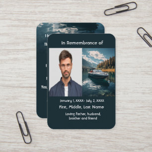 Memorial Pocket Card Boat Boating Motor Boat