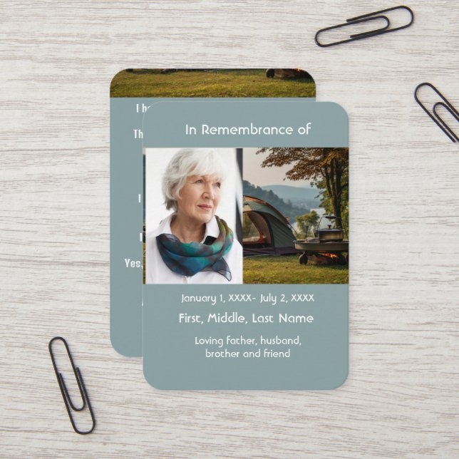 Memorial Pocket Card Camping Camper (Front/Back In Situ)