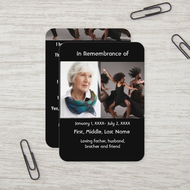 Memorial Pocket Card Dancer Dancing Dance (Front/Back In Situ)