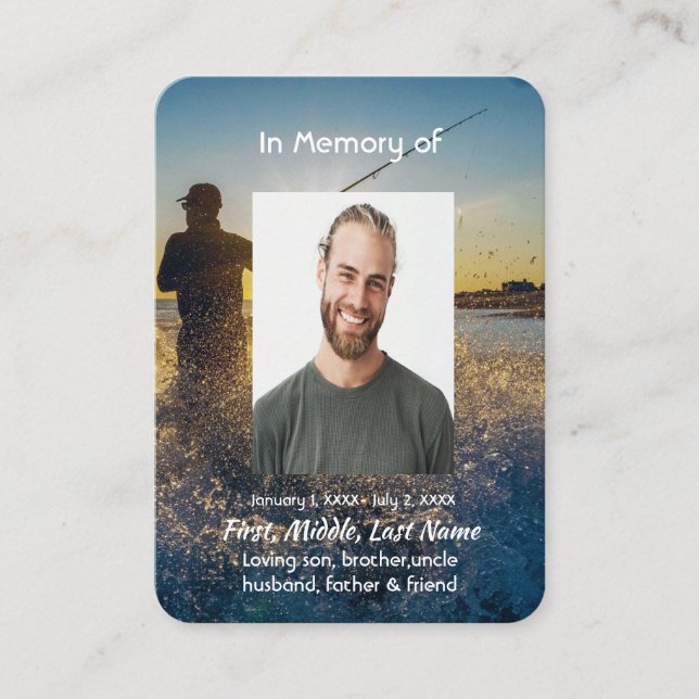 Memorial Pocket Card Ocean Fly Fishing Fisherman (Front)