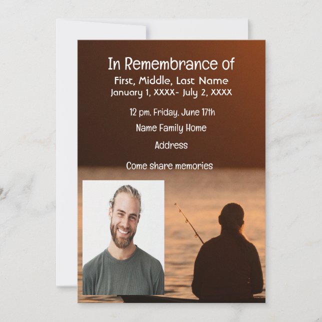 Memorial Pocket Card Ocean Fly Fishing Fisherman (Front)