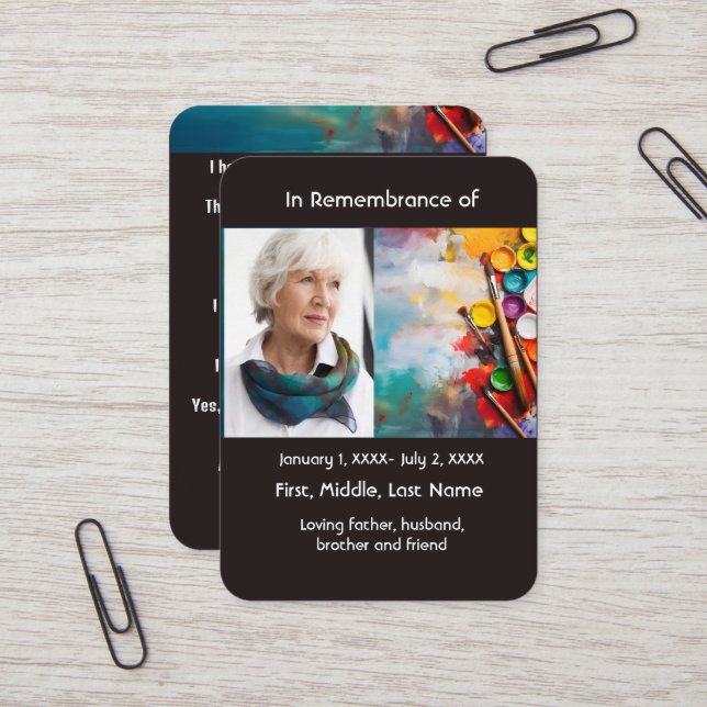 Memorial Pocket Card Painter Painting Art (Front/Back In Situ)