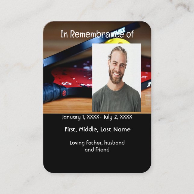 Memorial Pocket Card Pickleball Sport (Front)