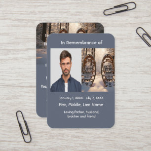 Memorial Pocket Card Snowshoeing Snow Shoe