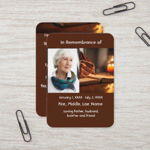 Memorial Pocket Card Writer Author Teacher