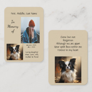 Memorial Pocket Keepsake Papillon Dog Business Card