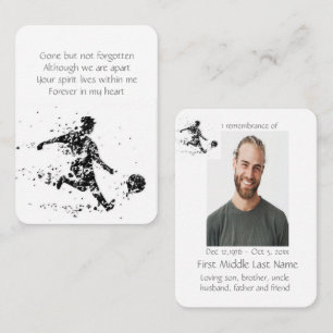 Memorial Pocket Keepsake Remembrance Soccer Player Business Card