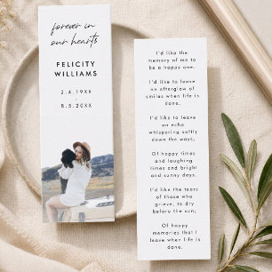 Memorial Poem Funeral Favour Bookmark Card