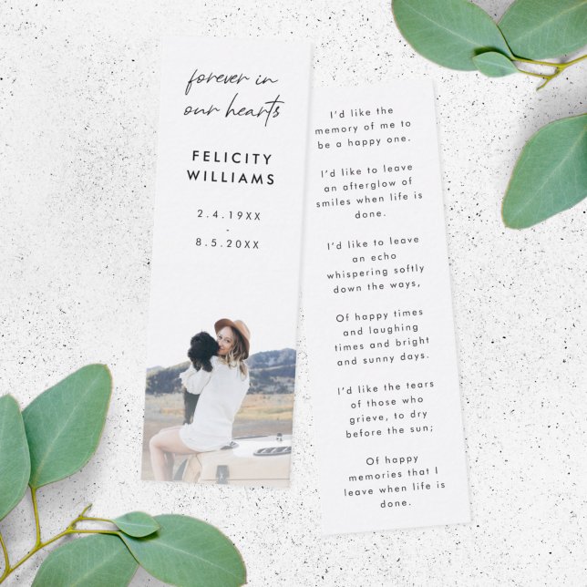 Memorial Poem | Funeral Favour Bookmark Card (Creator Uploaded)