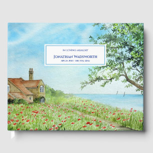Memorial Poppy Field Landscape Watercolor Guest Book