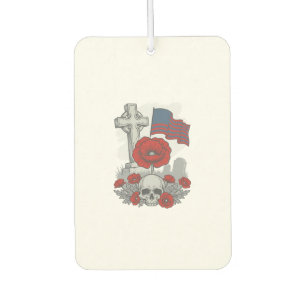 Memorial Poppy Flag Cross Vintage Engraving Vector Air Freshener
