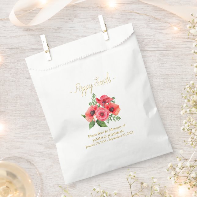 Memorial Poppy Seed Funeral  Favour Bag (Clipped)