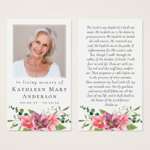 Memorial Prayer Card Flowers
