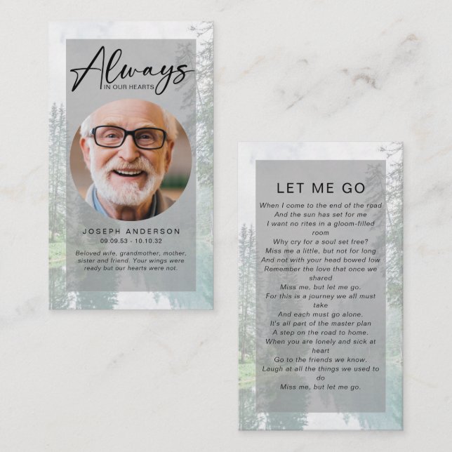 Memorial Prayer Card | Forest (Front/Back)