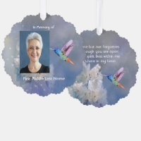 Memorial Prayer Card Hummingbird White Flowers
