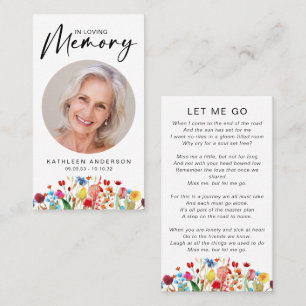 Memorial Prayer Card In Loving Memory Floral