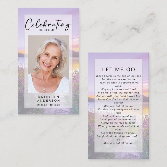 Memorial Prayer Card | Lavender (Front/Back)