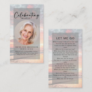 Memorial Prayer Card Ocean Sunset