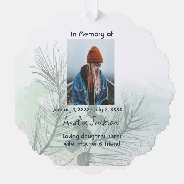 Memorial Prayer Card Spruce Bough Greenery Nature (Front)