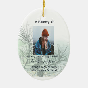 Memorial Prayer Card Spruce Bough Greenery Nature Ceramic Ornament
